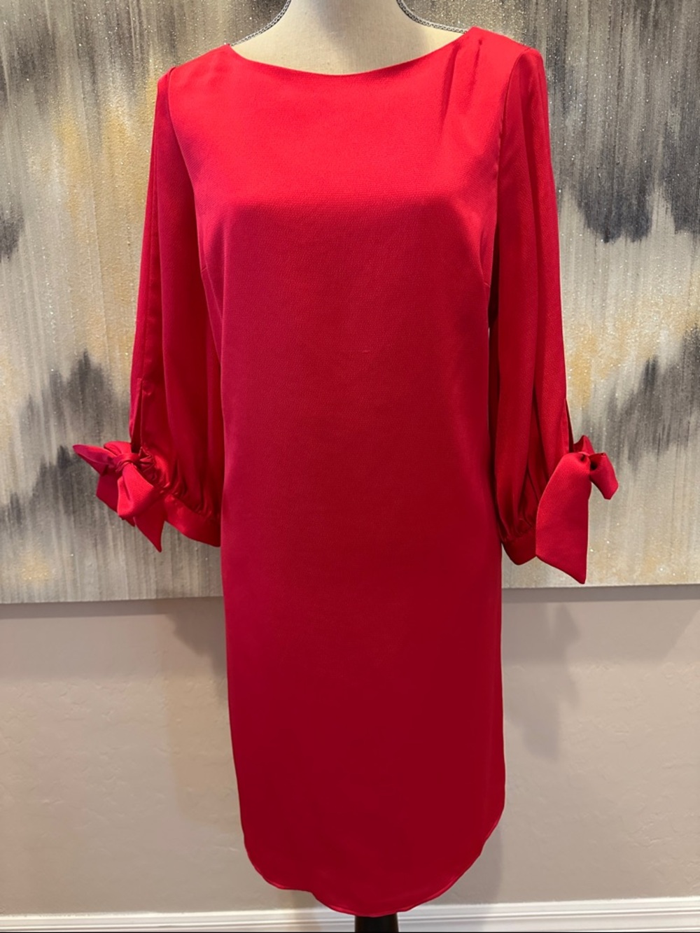 Banana Republic Red Bow-Sleeve Shift Dress